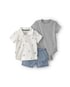 Conjunto curto bebê 3 peças estampado - Multicor | Carter’s