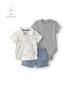 Conjunto curto bebê 3 peças estampado - Multicor | Carter’s