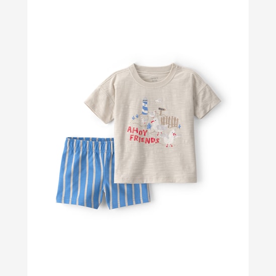 Conjunto curto infantil 2 peças estampado - Multicor | Carter's