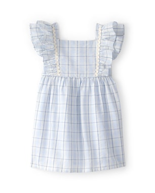 Vestido infantil xadrez com babados - Azul | Carter’s