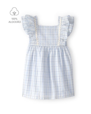 Vestido infantil xadrez com babados - Azul | Carter’s