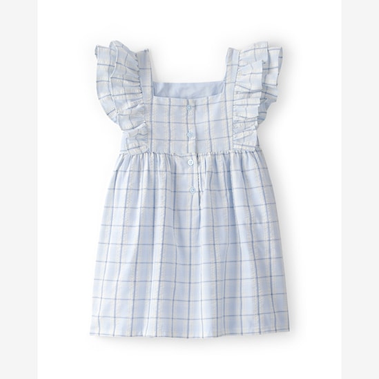 Vestido infantil xadrez com babados - Azul | Carter’s