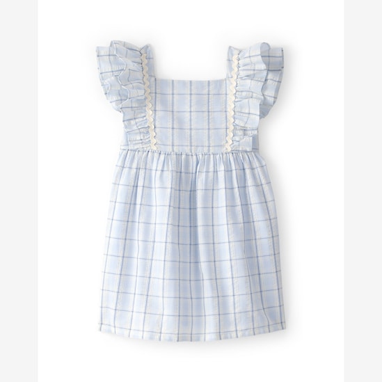 Vestido infantil xadrez com babados - Azul | Carter’s