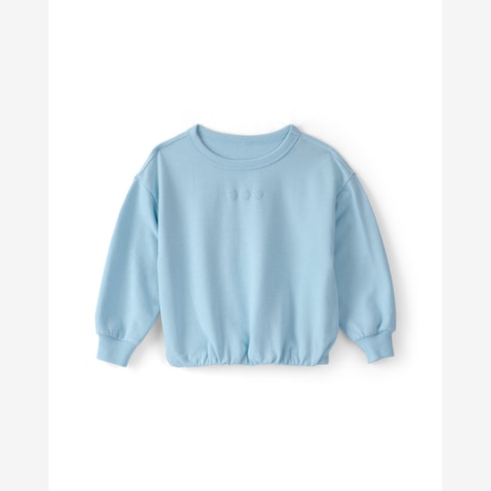 Blusa de moletom infantil com bordado floral - Azul | Carter’s