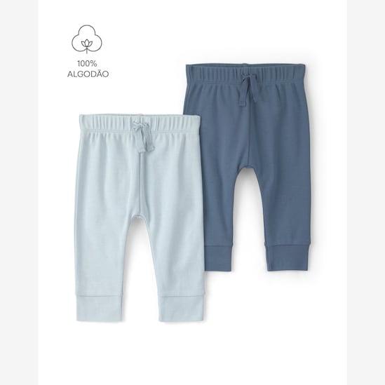 Kit calça bebê 2 peças cós elástico - Azul | Carter’s