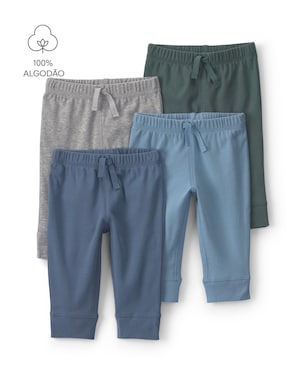 Kit calças bebê 4 peças cós elástico - Multicor | Carter’s