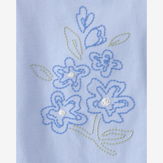 Conjunto curto infantil 2 peças bordado floral - Azul | Carter's