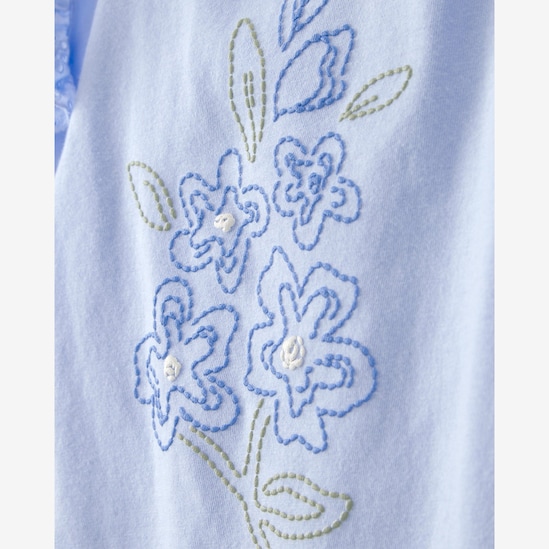 Conjunto curto infantil 2 peças bordado floral - Azul | Carter's
