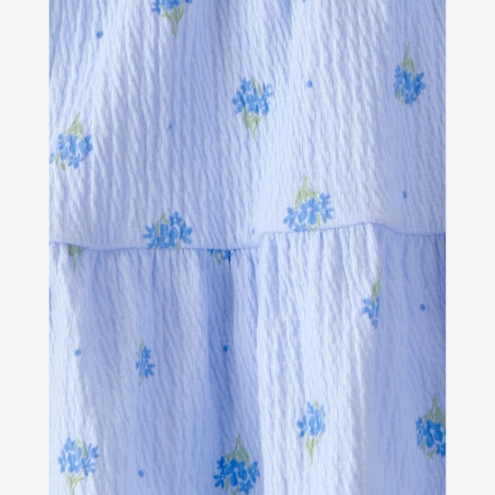 Conjunto curto infantil 2 peças bordado floral - Azul | Carter's