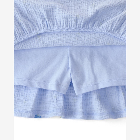 Conjunto curto infantil 2 peças bordado floral - Azul | Carter's