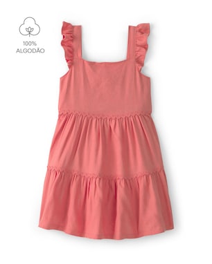 Vestido infantil evasê alças com babados - Vermelho | Carter's