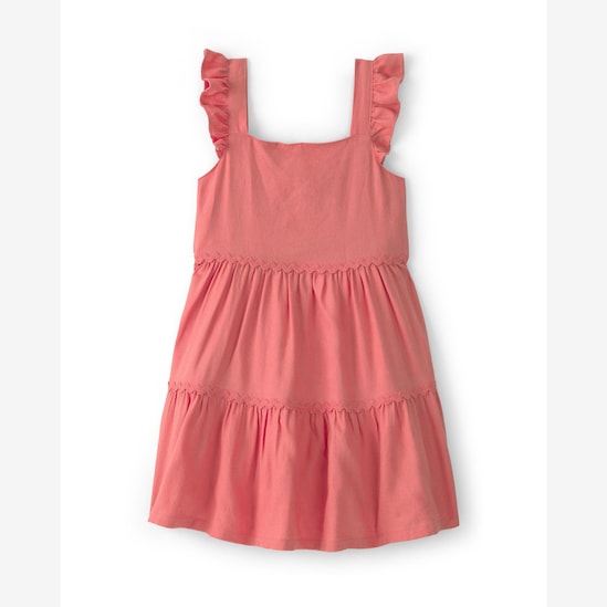 Vestido infantil evasê alças com babados - Vermelho | Carter's