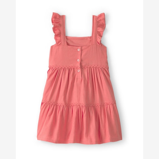 Vestido infantil evasê alças com babados - Vermelho | Carter's