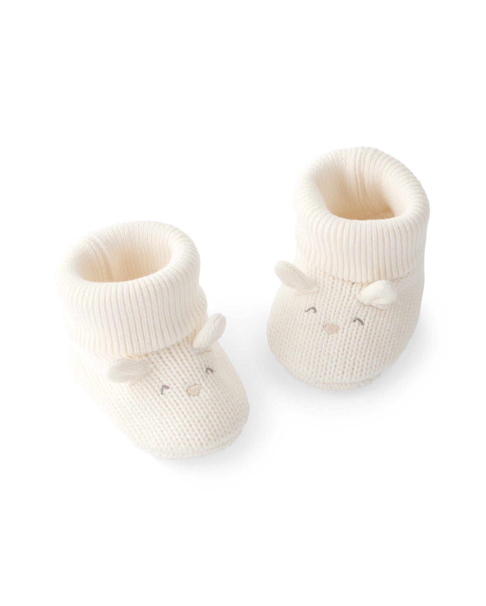Pantufa bebê tricô com orelhinhas - Off-white