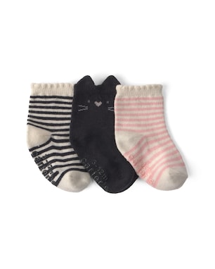 Kit meia Carter's bebê menina gato interativo 3 pares - Multicor