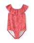 Maiô infantil ombro com babado e floral - Vermelho | Carter's