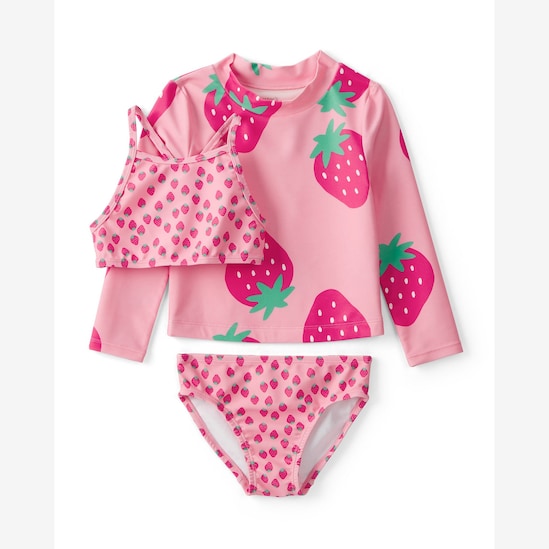 Conjunto de praia infantil 3 peças estampado - Rosa | Carter's
