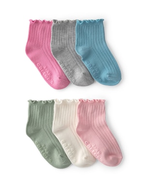 Kit meias infantil 6 pares caneladas com ripple - Multicor | Carter's