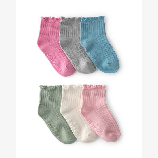 Kit meias infantil 6 pares caneladas com ripple - Multicor | Carter's