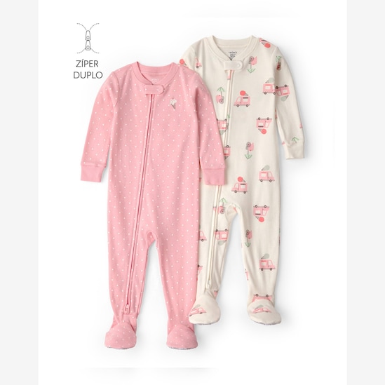 Kit macacão pijama bebê 2 peças poá - Multicor | Carter's