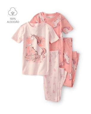 Pijama curto infantil 4 peças estampado - Multicor | Carter's
