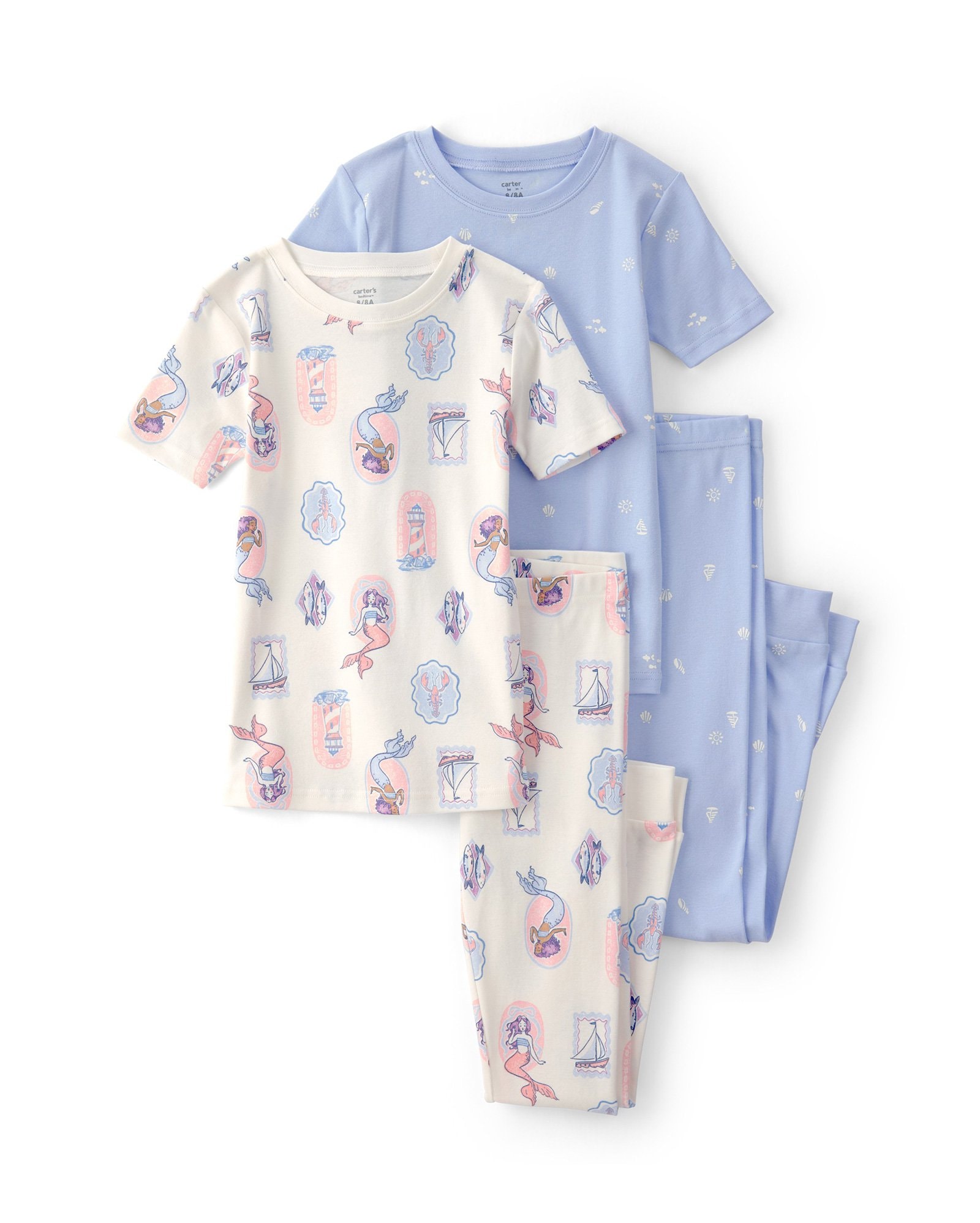 Pijama longo infantil 4 peças estampada - Multicor