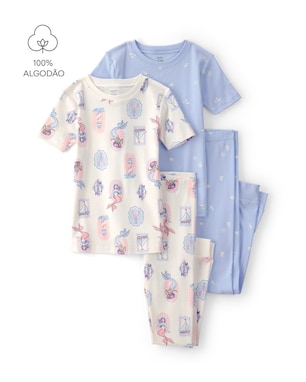 Pijama longo infantil 4 peças estampada - Multicor | Carter's