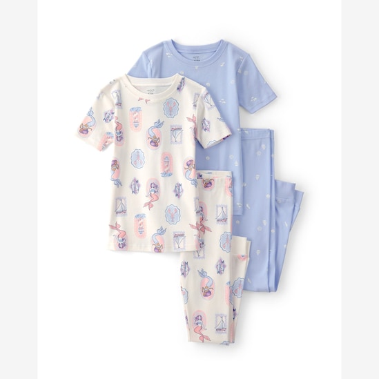Pijama longo infantil 4 peças estampada - Multicor | Carter's