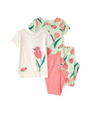 Pijama longo infantil 4 peças estampada - Multicor | Carter's