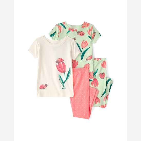 Pijama longo infantil 4 peças estampada - Multicor | Carter's