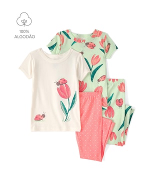 Pijama longo infantil 4 peças estampada - Multicor | Carter's