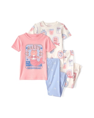 Pijama longo infantil 4 peças gatinha sereia - Multicor | Carter's