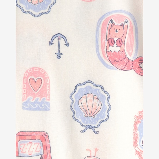 Pijama longo infantil 4 peças gatinha sereia - Multicor | Carter's