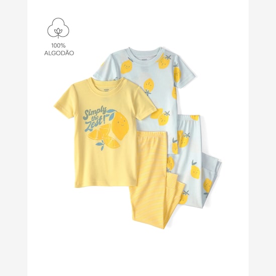 Kit pijama longo infantil 4 peças estampado - Multicor | Carter's