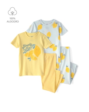 Kit pijama longo infantil 4 peças estampado - Multicor | Carter's