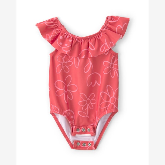 Maiô Carter's bebê menina floral UV 50+ - Vermelho Claro
