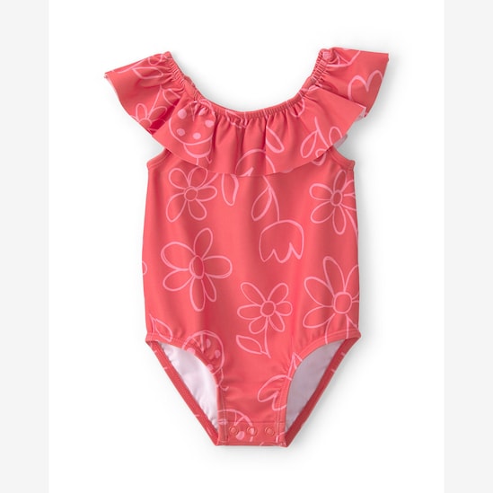 Maiô Carter's bebê menina floral UV 50+ - Vermelho Claro