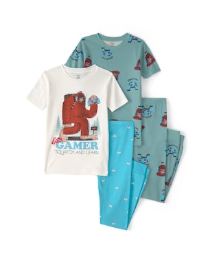 Pijama longo infantil 4 peças estampado - Multicor | Carter's