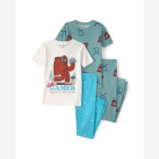 Pijama longo infantil 4 peças estampado - Multicor | Carter's