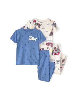 Pijama longo infantil 4 peças estampado - Multicor | Carter's