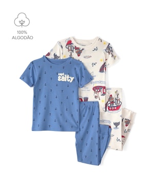 Pijama longo infantil 4 peças estampado - Multicor | Carter's