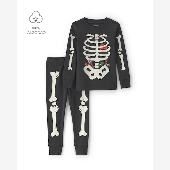 Pijama longo Carter's infantil menino 2 peças Halloween - Preto