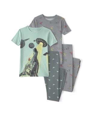 Pijama longo infantil 4 peças estampado - Multicor | Carter's