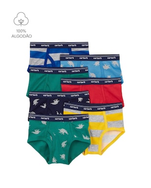 Kit cueca infantil 7 peças estampado - Multicor | Carter's
