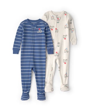 Kit macacão pijama bebê 2 peças com pezinho - Multicor | Carter's