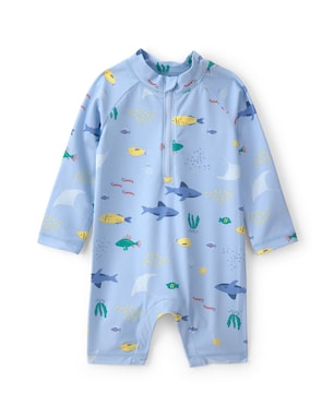 Macaquinho de praia bebê estampado - Azul | Carter's
