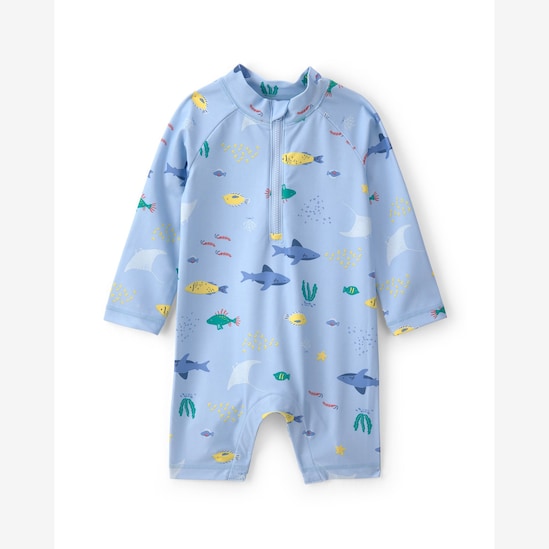 Macaquinho de praia bebê estampado - Azul | Carter's