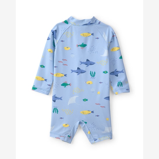 Macaquinho de praia bebê estampado - Azul | Carter's