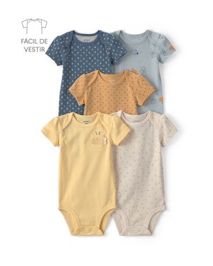 Kit body bebê 5 peças floral e poá - Multicor | Carter's
