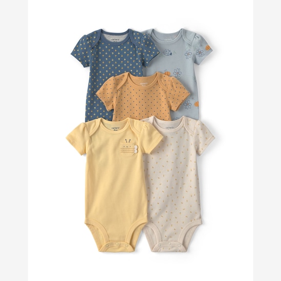 Kit body bebê 5 peças floral e poá - Multicor | Carter's